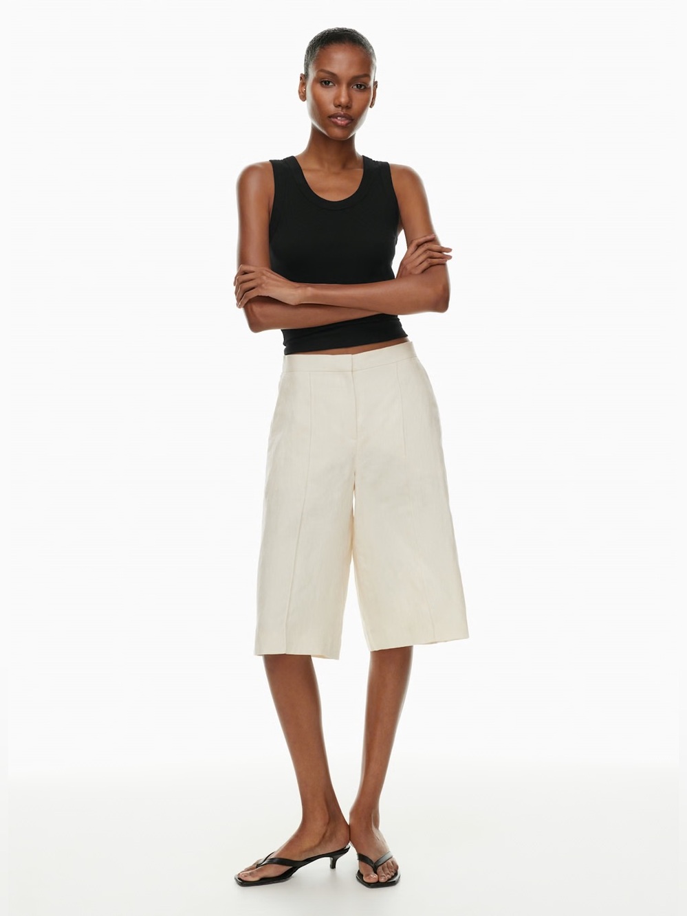 Aritzia Babaton Groundbreaker Linen Capri Sz 4 Birch